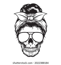 Skull Mom Head design on white background. Halloween. skull head logos or icons. vector illustration.