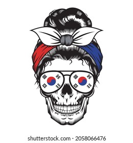 Skull Mom Korea Headband design on white background. Halloween. skull head logos or icons. vector illustration.