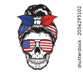 Skull Mom USA Headband America design on white background. Halloween. skull head logos or icons. vector illustration.