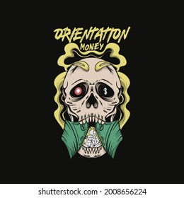  skull money orientations pop art illustration T shirt design