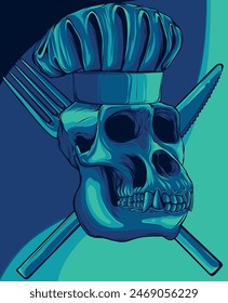 skull Monkey Chef Restaurant Kitchen Cartoon Mascot