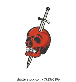 Skull monocrome vector head illustration charactres modern style on eps 8