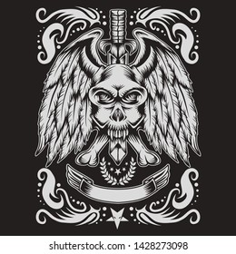 skull monster decoration vector illustration for your company or brand