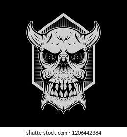 skull monster evil head amazing design for your company or brand