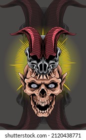 Skull with monster mask vector illustration
