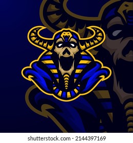 Skull monster masscot logo esport premium vector