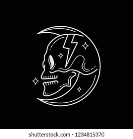 Skull moon vector illustration