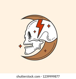 Skull moon vector illustration