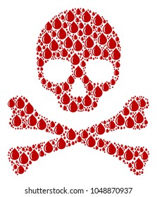 Skull mosaic done of drop design elements. Vector drop icons are organized into conceptual dead collage.