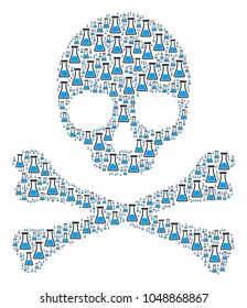 Skull mosaic done of flask pictograms. Vector flask elements are composed into mosaic skeleton composition.