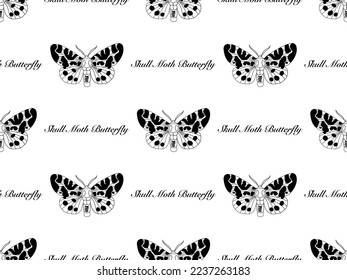 Skull Moth Butterfly cartoon character seamless pattern on white background