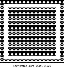 Skull Motifs Pattern. Decoration for Interior, Exterior, Carpet, Textile, Garment, Cloth, Silk, Tile, Plastic, Paper, Wrapping, Wallpaper, Pillow, Sofa, Background, Ect. Vector Illustration