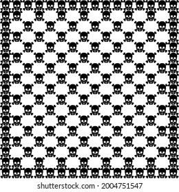 Skull Motifs Pattern. Decoration for Interior, Exterior, Carpet, Textile, Garment, Cloth, Silk, Tile, Plastic, Paper, Wrapping, Wallpaper, Pillow, Sofa, Background, Ect. Vector Illustration