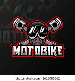 skull moto bike mascot sport esport logo template for, team, streamer, rider