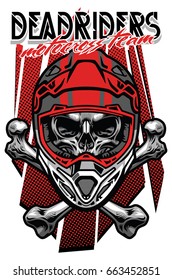 skull motocross rider with crossed bones