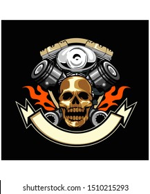 Skull motor logo in vector