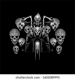 Skull Motorbike T Shirts Design - Shutterstock ID 1605089995