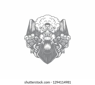 SKULL MOTORCICLE VECTOR