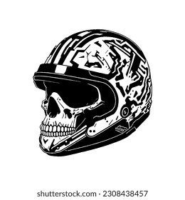 Skull and motorcycle club emblem vector. Skull helmet design for screen printing and motorcycle clubs