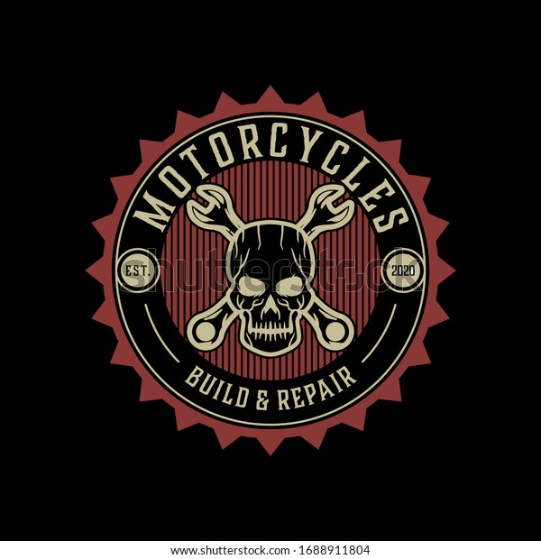 Skull Motorcycle Club Vintage Logo Design Stock Vector (Royalty Free ...