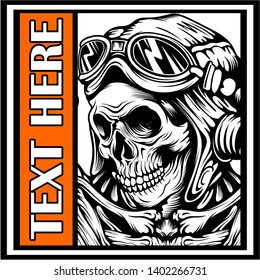skull with motorcycle goggles vector