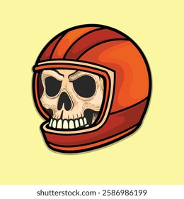 Skull with motorcycle halmet vintage design