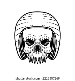 Skull with motorcycle helmet accessories