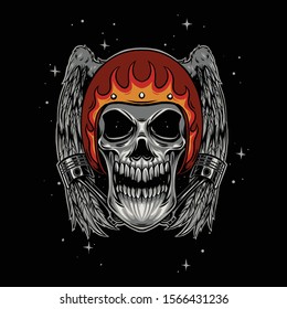 skull motorcycle illustration design is suitable for the design of shirts, logos, and merchandise. Available in eps 10 format