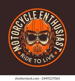 Skull Motorrad Logo Design mit Handzeichnung Stil. Perfekt für Bildschirmhintergrund, Poster, Hintergrund, T-Shirt-Design und Druckdesign.