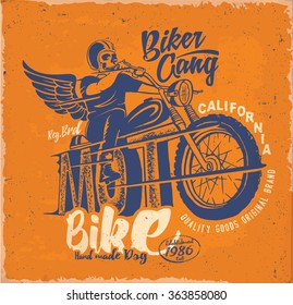 skull motorcycle racer illustration. tee graphic