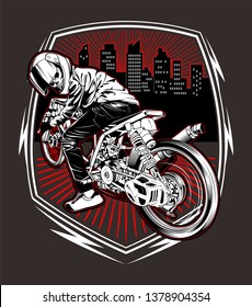 skull motorcycle racing hand drawing vector