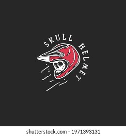 Skull with A Motorcycle Rider Helmet, Tattoo Style Illustration with, Artwork Slogan on White Background for Apparel or Other Uses