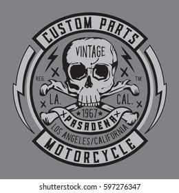 Skull motorcycle typography, tee shirt graphics, vectors