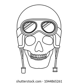 skull of motorcyclist helmet with googles
