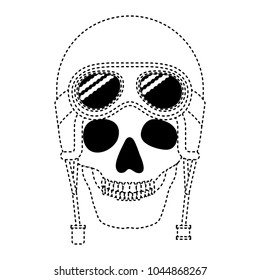 skull of motorcyclist helmet with googles