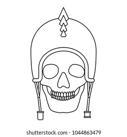 skull with motorcyclist helmet and thorns