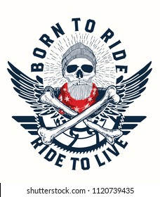 skull and motorcyclist.vector design.