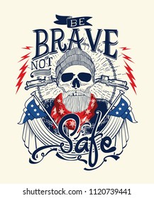 skull and motorcyclist.vector design.