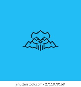 Diseño abstracto del logotipo del paisaje de la montaña del cráneo.