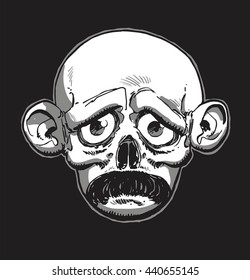 Skull with moustache