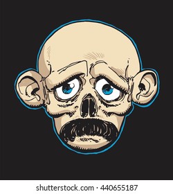 Skull with moustache