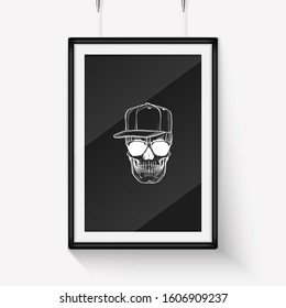 Skull with moustaches and beard