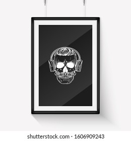 Skull with moustaches and beard