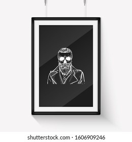 Skull with moustaches and beard