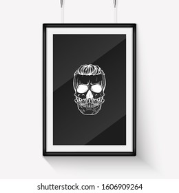 Skull with moustaches and beard