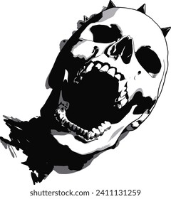 Skull with mouth open, skeleton screaming, death metal graphic, streetwear graphic skull