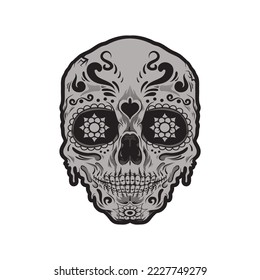 SKULL MUERTE DOODLE VECTOR ISOLATED