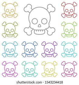 Skull multi color icon. Simple thin line, outline vector of biology icons for ui and ux, website or mobile application