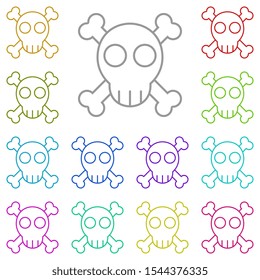 skull multi color icon. Simple thin line, outline vector of History icons for UI and UX, website or mobile application