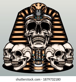 Skull mummy illustration. Premium vector